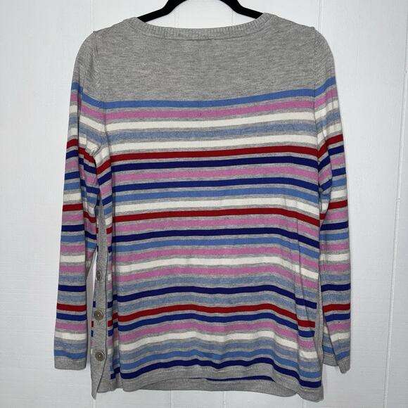 Talbots Women’s Multi Stripe Side Button Sweater Size Medium - Picture 2 of 6